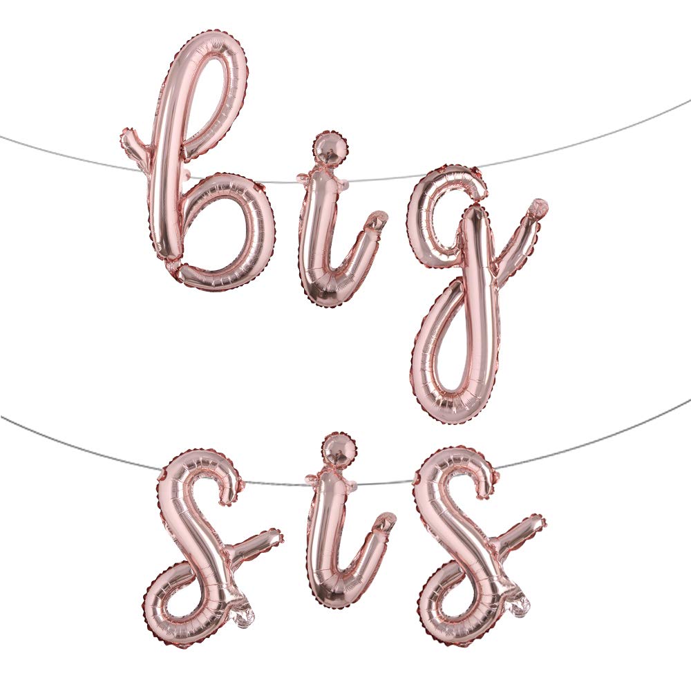 Photo 1 of 16 inch lowercase Multicolor BIG SIS Balloons Banner Foil Letters Mylar Balloons for Baby Showers birthday party decoration (L Big Sis Rose Gold)