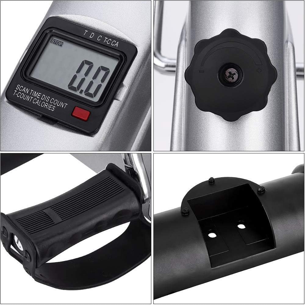 Pedal Exerciser, Under Desk Mini Exercise Bike, Arm & Leg Portable Foot Cycle Pedal Machine with LCD Screen Display(Silver) : Sports & Outdoors