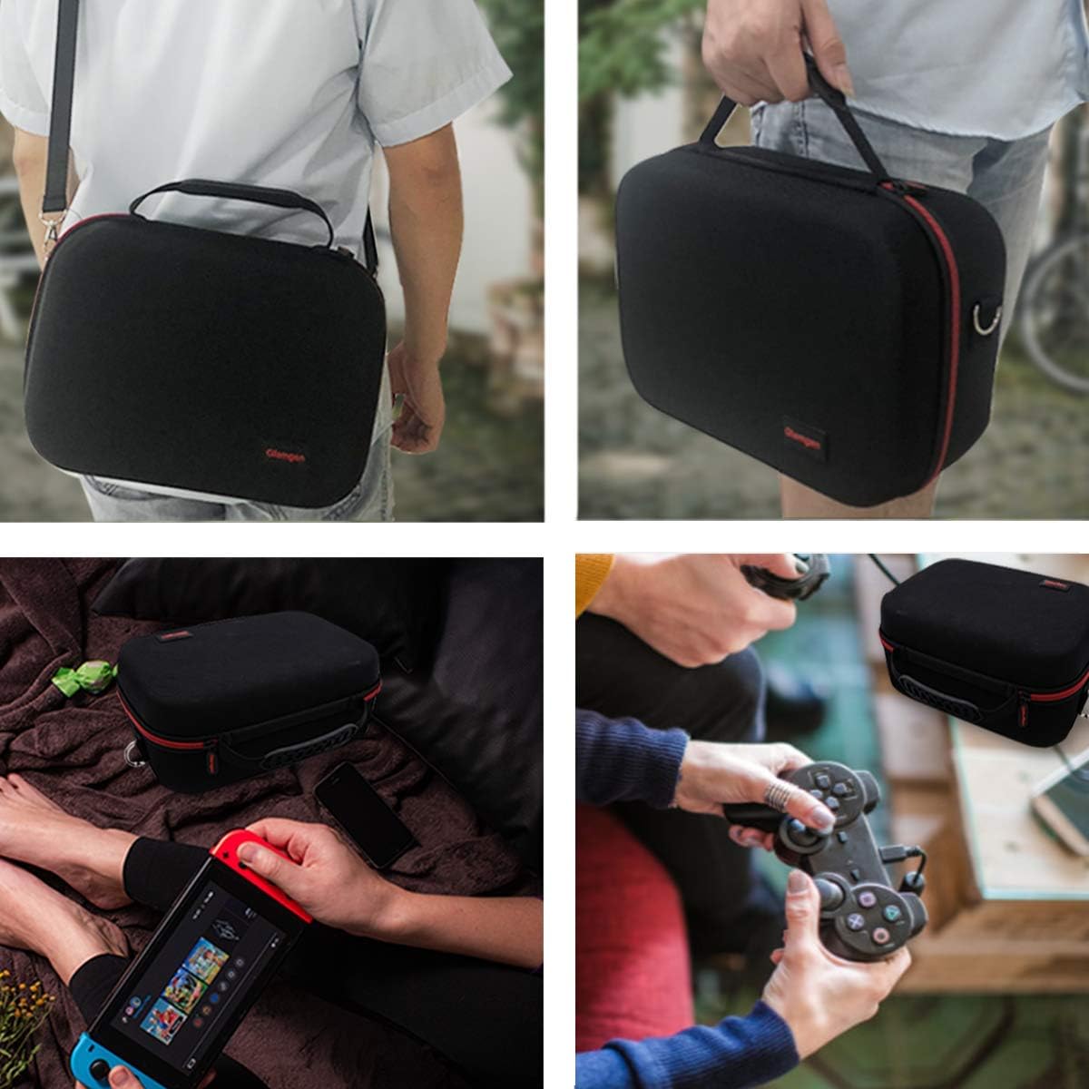 Large Carrying Storage Case for Nintendo Switch,Protective Travel Hard Shell Messenger Bag for Switch Console, Pro Controller, Accessories Switch Dock, AC Adapter with 16 Game Cards and Shoulder Strap: Electronics