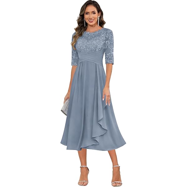 Amazon.com: Lorderqueen Women's Lace Short Mother of The Bride Groom Dress  with Half Sleeves 2 Grey : Clothing, Shoes & Jewelry