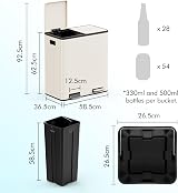 VonHaus 60L Double Kitchen Bin Two Section Recycling Cream view 8
