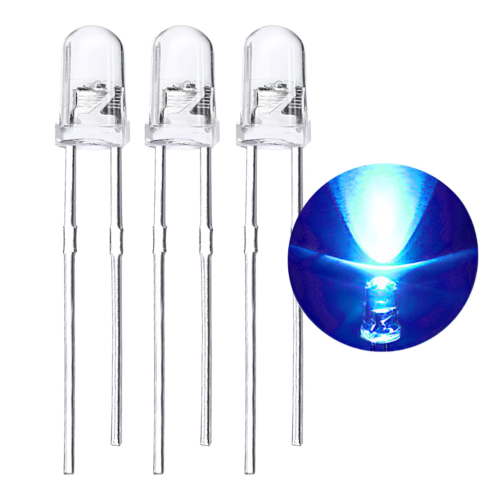 (blue 60 degree)120 Pieces 3mm high brightness LED Clear LED Light Emitting Diodes Bulb LED Lamp, 3 mm Round head band edge