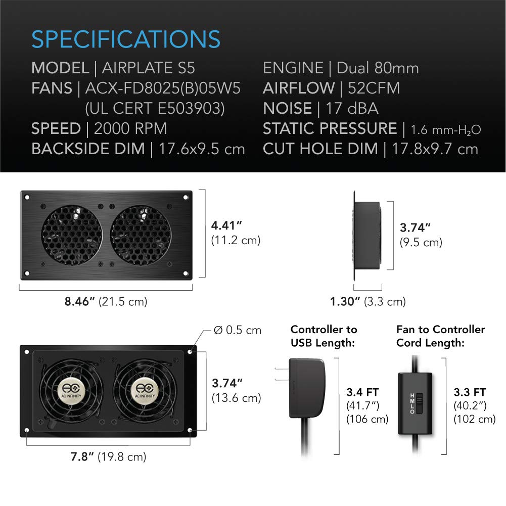 AC Infinity AIRPLATE S5, Quiet Cooling Fan System 8