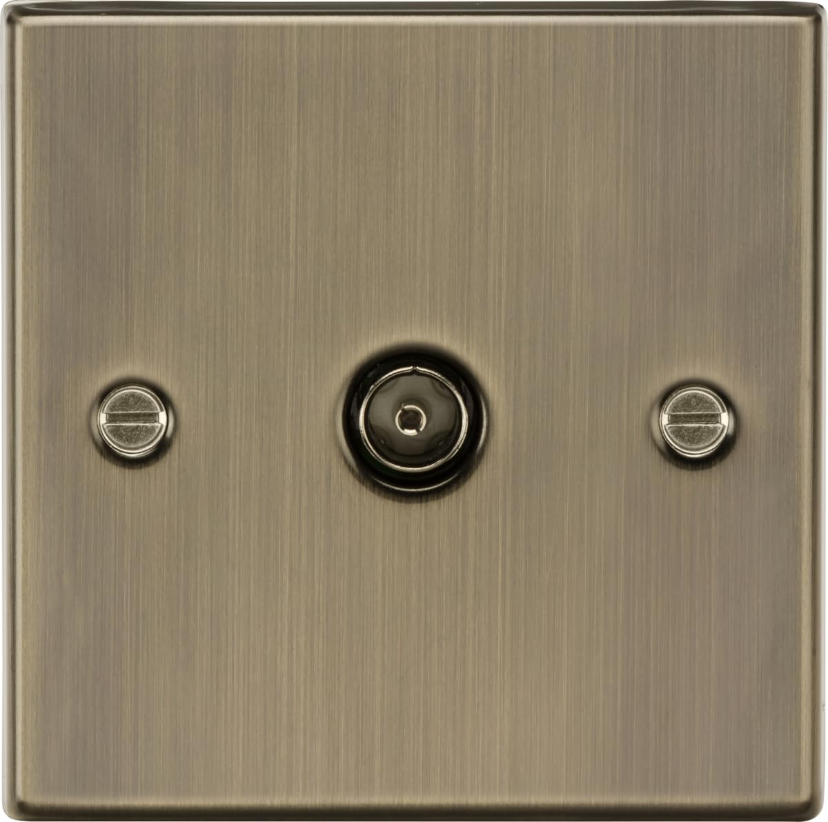 Knightsbridge CS010AB Square Edge Antique Brass TV Outlet, Antique Brass