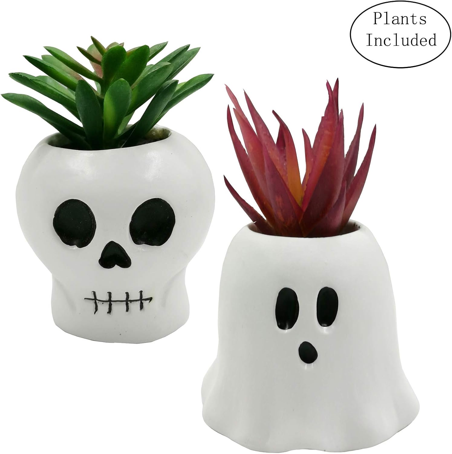 Decoracion De Halloween Para Oficina Hogar Jiuchen Espiritu Juego De 2 Craneo Planta Artificial Con Maceta Plantas Hogar Y Cocina Thebirthgeeks Com