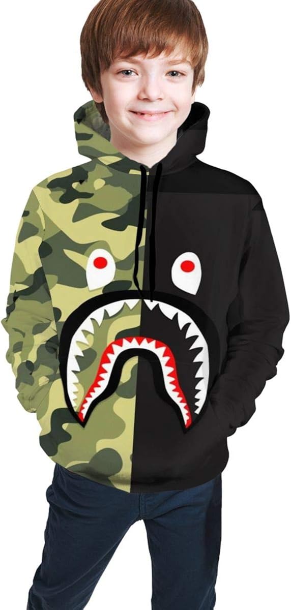 Children's Hoodie Bape Blood Shark 3D Printed Men's and Women's Hoodies Sweatshirts Hoodies, Boys/Girls/Teens/Children