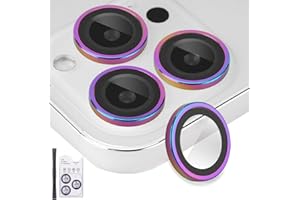 Rayorcon Camera Lens Protector for iPhone 16 Pro & iPhone 16 Pro Max, Tempered Glass Lens Protector Aluminum Alloy Ring Camera Cover Fits for iPhone 16 Pro/16 Pro Max (Colorful)