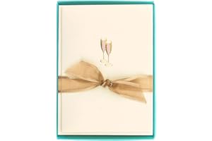 Graphique Pink Champagne La Petite Presse Boxed Notecards - 10 Embellished Gold Foil Champagne Blank Cards with Matching Enve