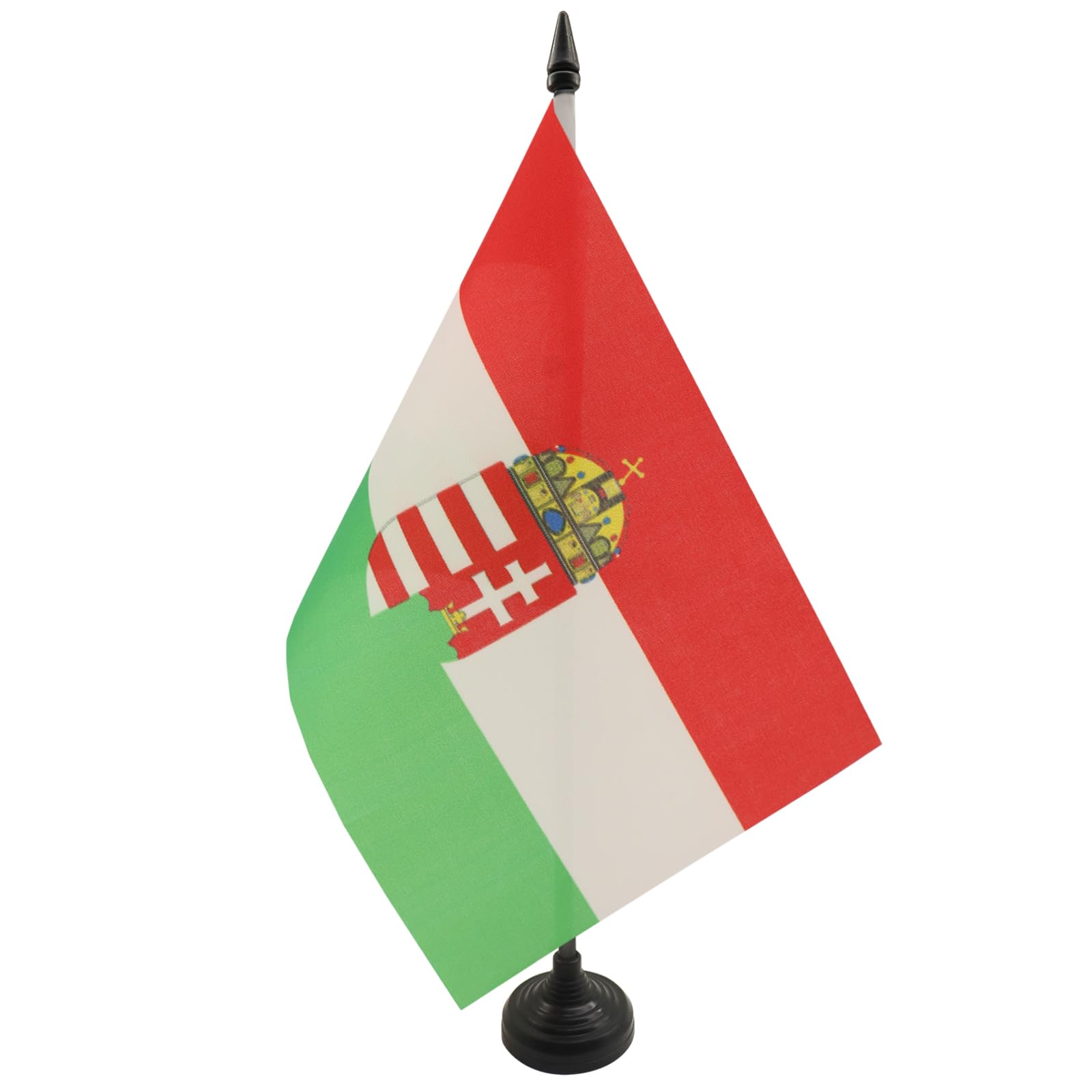 AZ FLAG Hungary coat of arms Table Flag 5'' x 8'' - Hungarian Office Decoration 100% Polyester 21 x 14 cm - Mini Desk Flag with Pole and Black Plastic Base