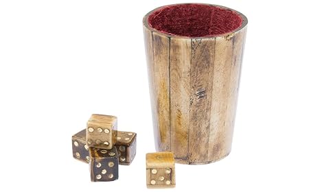 Erlebnis Mittelalter - Würfel-Set | Würfelbecher inkl. 5 Würfel | Knochen-Würfel und Horn-Würfel | Geeignet für Spiele auf Pa
