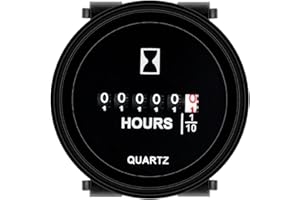 HonorMeet Mechanical Hour Meter,DC 8V to 80V,Hours Log for Maintenance,Waterproof Design for Zero Turn Lawn Mower Tractor Com
