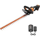 WORX 22" Cordless Hedge Trimmer, Electric Hedge Trimmer with Dual-Action Blades, Lightweight Bush Trimmer with 5.5 LBS, Battery & Charger Included, WG261