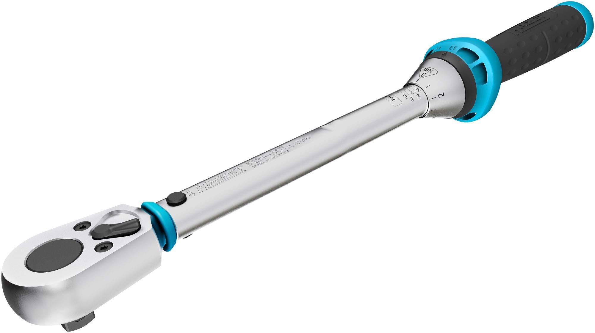 Chiave dinamometrica HAZET 5121-3CT, uscita: quadrata 12,5 mm (1/2 pollice),tolleranza: 3%, 32 denti (angolo di lavoro 11,25), cricchetto reversibile di facile utilizzo per auto e biciclette,421 mm