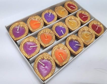 Vishakhas Terracotta/Earthen Clay/Mitti Decorative Designer Unique Diyas (Set of 15) for Navratri/Diwali/Pooja/Home and Office Décor/Beautiful Gifting