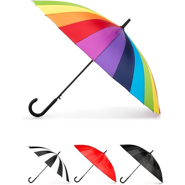 Amazon.com: Lancoon 24 Ribs Large Umbrella Fashion Long Handle