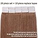 Benehair Remy Tape in Hair Extensions Human Hair Light Brown Seamless Skin Weft Tape in Real Human Hair Extensions Straight Hair 16 Inch 30g #6 20 pcs