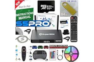 Generic New Super, S 5 P R O, Bundle Box, 2024 Model,1 Voice and 1 Full Keyboard Remote,1 HDMI, Tf Card, Memory Stick, LED Light Strip (Install Instructions by Seller, Phone Support)., black
