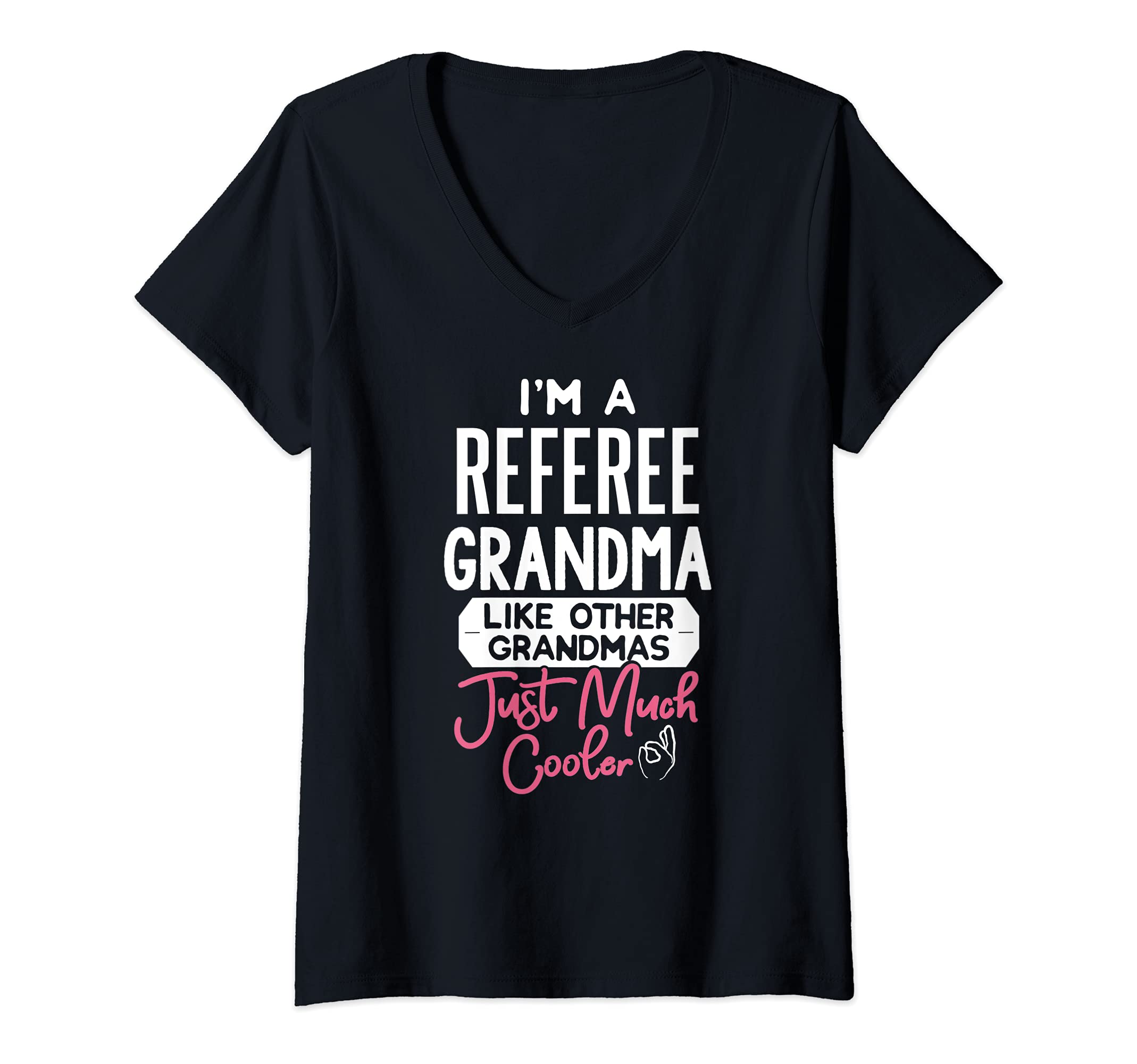 Womens Cool Mothers Day Design Referee Grandma V-Neck T-Shirt
