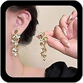 Xduargs Boho Long Leaf Drop Earrings Metal Leaf Earrings Leaves Statement Earring Leaves Long Dangle Earring for Women