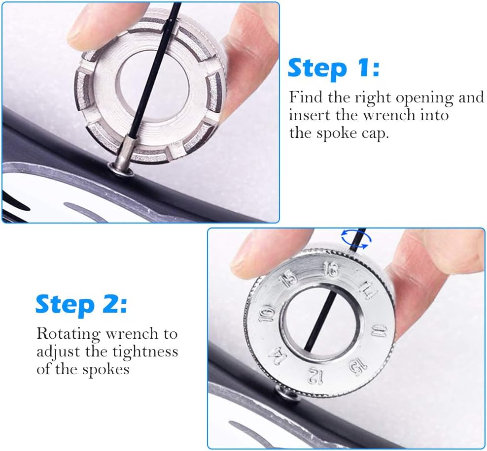 LYTIVAGEN 5 PCS Bike Spoke Wrench Kit Bicycle Wheel Wrench with Bicycle Spoke Tool Bike Tyre Lever Valve Remover Forged Steel Bike Rim Correct Tool for Repairing 10-15G Bicycle Spokes - Image 5