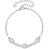 Sterling Silver Opal Bracelet for Women, Dainty Opal Link Bracelet October Birthstone Jewelry Gifts for Her Birthday Anniversary Christmas