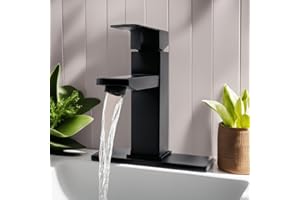 HOMEIFY Bathroom Faucet Single Handle 1 or 3 Hole Bathroom Sink Faucet with Glass Soap Dispenser and Towel Hook 304 Stainless Steel, Black Matte