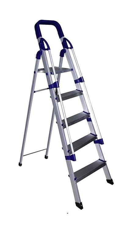 Parasnath Prime Railing Home Pro Step Ladder Light Weight Full Aluminium Heavy Duty Folding Ladder 50 Years Warranty Made in India