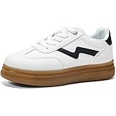 TIMEJOY Women's Platform Fashion Sneakers Vintage Chunky Casual Tennis Shoes Low Top Gum Sole for Everyday Walking