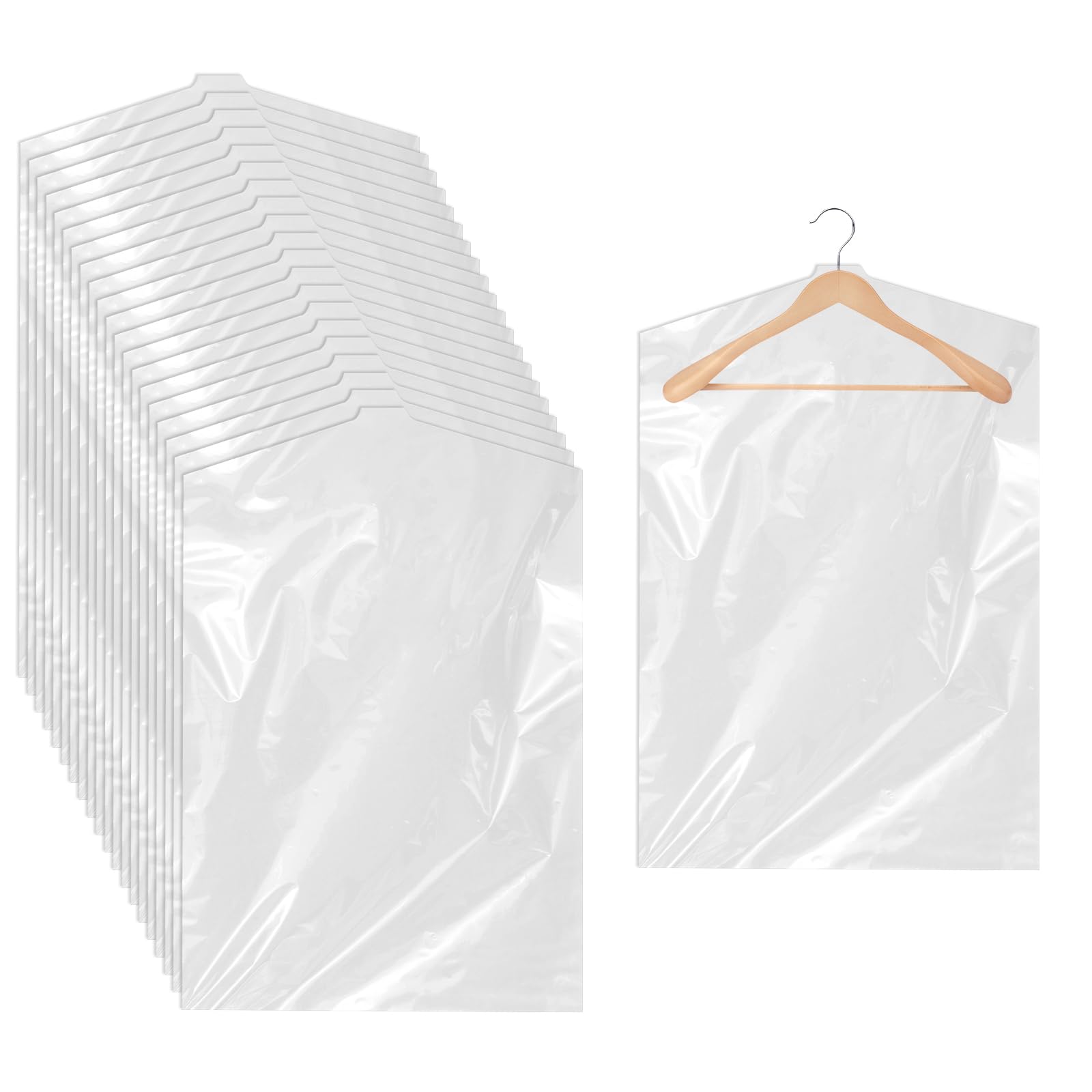 Amaxiu Garment Bags for Hanging Clothes, Dust-Proof Clothes Covers 20pcs Clear Plastic Garments Dry Cleaner Bags for Closet Home or Travel Storage Gowns Coats Jacket Suits Dress (35.4 x 23.6 Inches)