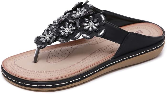 black beaded flip flops