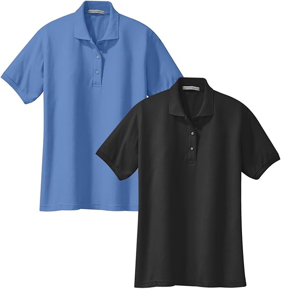 Amazon.com: Port Authority L500 Ladies Silk Touch Polo 3XL 1 Black + 1 Ultramarine Blue: Clothing