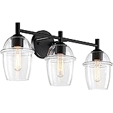 DESIGNERS FOUNTAIN Summer Jazz 24 inch 3-Light Matte Black Bathroom Vanity Light Fixture with Clear Glass Shades, D310M-3B-MB