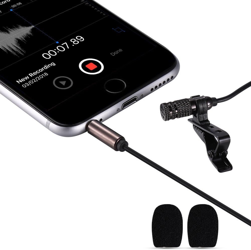 Convoice Pro Mobile Stereo Lavalier Omnidirectional Microphone,3.5mm TRS Connector and 6.5Ft Stronger Cord Condenser Lapel Mic for DSLR Camera,Camcorder,Voice Recorder,iPhone