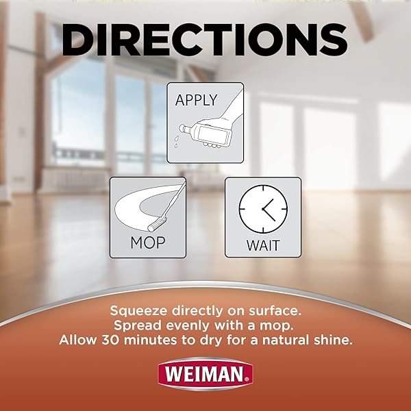 WEIMAN WOOD FLOOR POLISH AND RESTORER – 32 OUNCE – HIGH-TRAFFIC HARDWOOD FLOOR, NATURAL SHINE, REMOVES SCRATCHES, LEAVES PROTECTIVE LAYER, PACKAGING MAY VARY