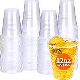 RACETOP Plastic Disposable Cups 12 oz 300 Pack, Clear Plastic Cups Bulk, Cold Drinking Party Cups, Transparent for Wedding,Thanksgiving, Christmas Party