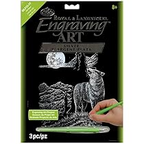 thumbnail image 2 of Silver Foil Engraving Art Kit, 8 By 10-Inch, Dragon Wolf, Black 2 of 10