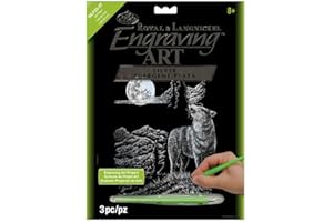 ROYAL & LANGNICKEL Royal Brush Silver Foil Engraving Art Kit 8"X10", Wolf Moon