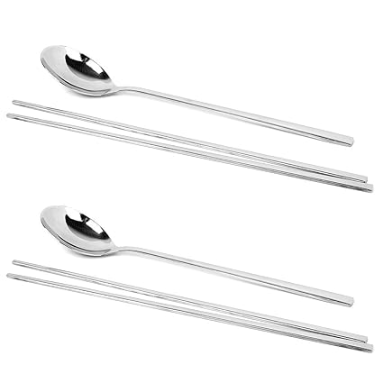 Generic Korean 2 sets Stainless Steel Chopsticks & Spoon Tableware