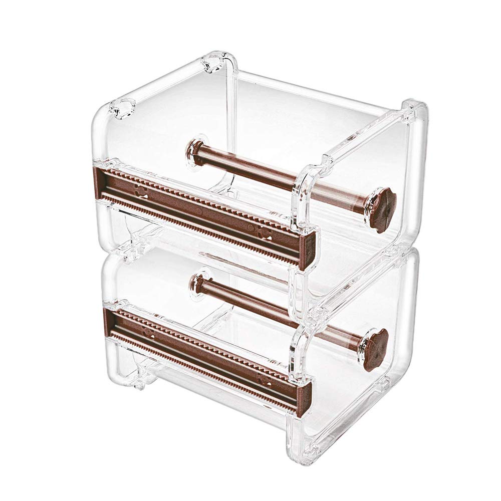 Photo 1 of molshine 2 Pack Transparent Desktop Multi Washi Masking Tape Storage Dispenser,Tape Cutter,Tape Roll Holder (Not Include Masking Tape) (Brown)