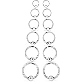 SCERRING 12PCS 14G Stainless Steel Captive Bead Ring Nose Rings Hoop Helix Daith Cartilage Tragus Earrings Nipple Eyebrow Body Piercing 8mm 10mm 12mm 14mm 16mm 19mm