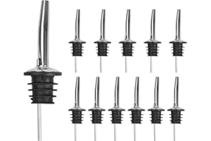 12pcs Liquor Bottle Pourers, Stainless Steel Oil Bottle Spouts, Reusable Speed Pourers for Wine Spirits Alcohol Olive Oil Vin