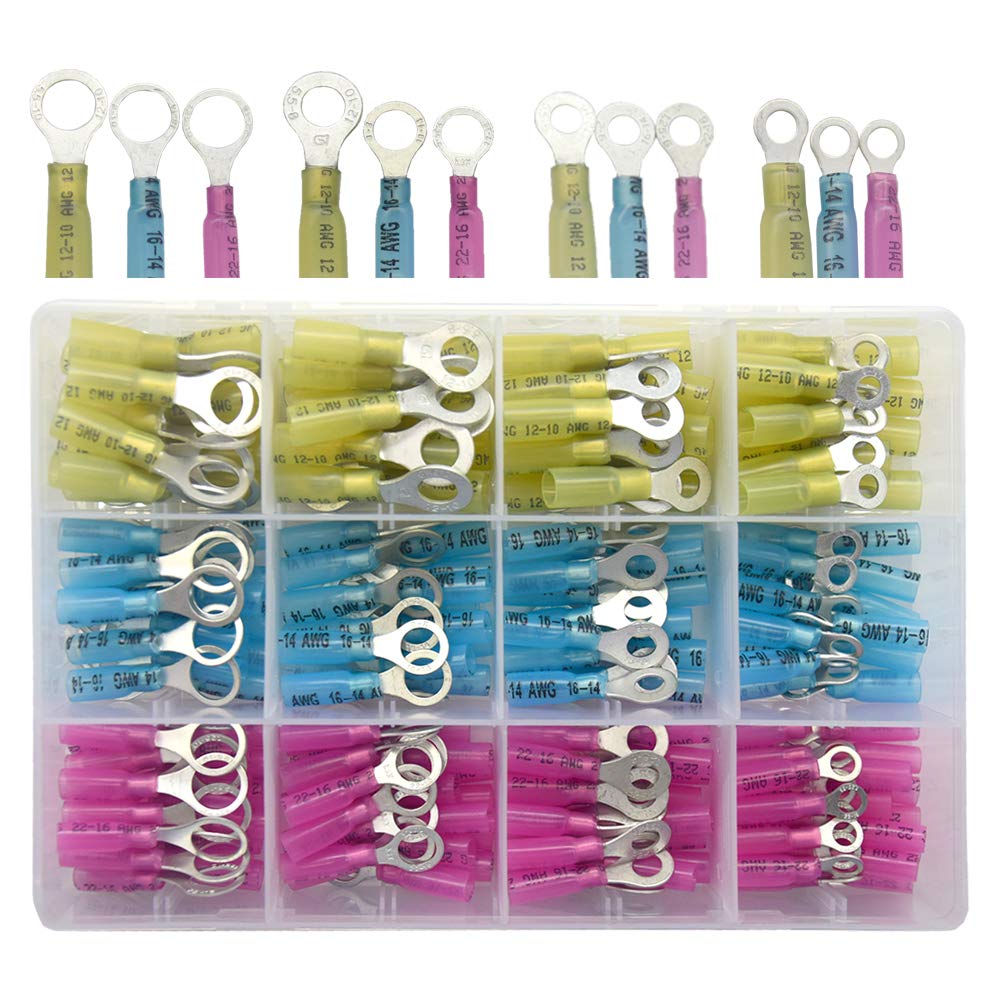 Yosawo 200 Pieces Heat Shrink Ring Connectors