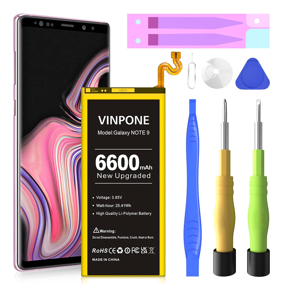 SHENMZ Galaxy Note 9 Battery,[Upgraded] 6600mAh Li-Polymer Replacement Battery for Samsung Galaxy Note 9 N9600 N960F BN965ABC EB-BN965ABU with Full Repair Tool Kit