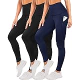 Sundwudu Leggings with Pockets for Women,3 Pack High Waist Tummy Control Long Running Yoga Pants for Active,Workout,Cycling