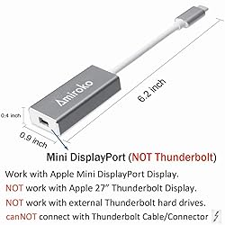 Amiroko USB-C to Mini DisplayPort Adapter, USB 3.1