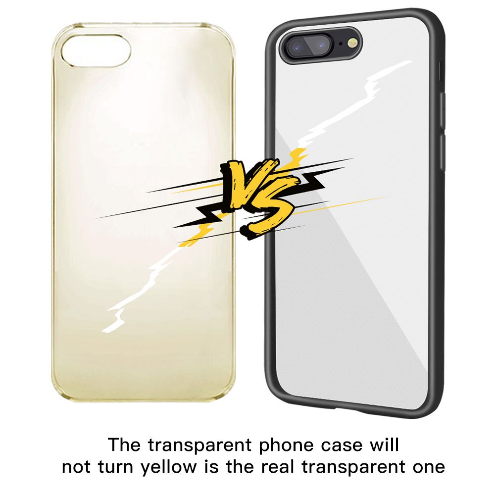 iPhone 8 Plus Case, iPhone 7 Plus Case, JASBON Ultra Thin Case TPU Bumper Transparent Crystal Hard PC Back Cover Full Protective Drop Protection Case for Apple iPhone 8/7 Plus-Black