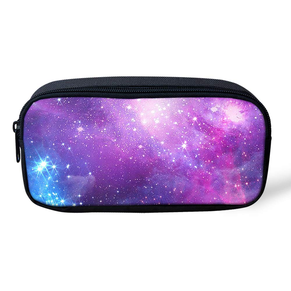 Biyejit Portable Pencil Pen Case Galaxy Stars Print Stationery Storage Bag Pouch Purse for Teenage Boys Student