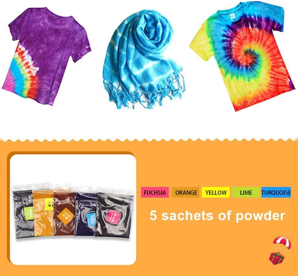 Tie Dye Kit, 5 Colors Fabric Dye for Tie Dye One Step DIY Tie Dye Kit