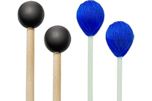YZNLIFE Drum Mallets,2 Pairs Rubber and Yarn Marimba Mallets Percussion instrument Accessories for Steel Drum, Bass, Cymbals, Glockenspiel, Xylophone Mallets for Beginners
