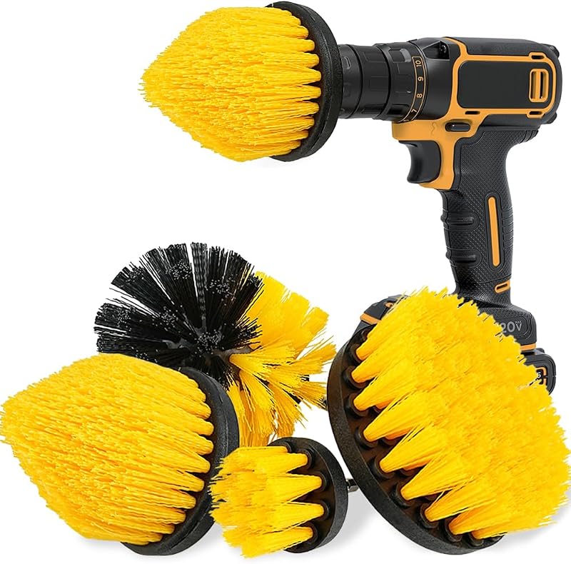 Aongray 4 Pack Drill Brush Set 1/4 Inch Hex Power Scrubber Attachments